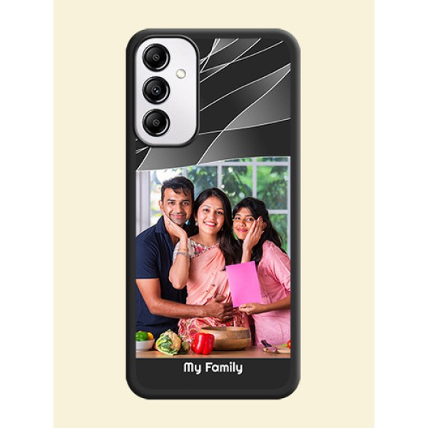 Mixed Wave Lines on Photo on Space Black Soft Matte Mobile Cover - Samsung Galaxy A14 Mixed Wave Lines on Photo on Space Black Soft Matte Mobile Cover - Samsung Galaxy A14