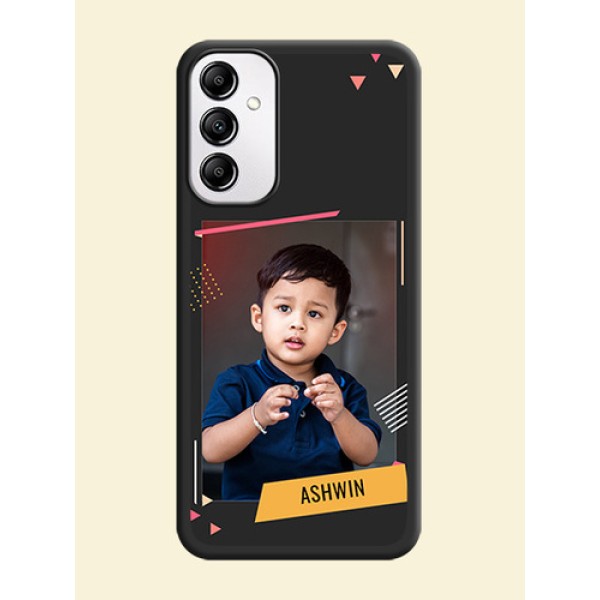 Photo Frame with Triangle Small Dots on Photo on Space Black Soft Matte Back Cover - Samsung Galaxy A14 Photo Frame with Triangle Small Dots on Photo on Space Black Soft Matte Back Cover - Samsung Galaxy A14