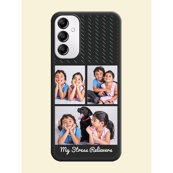 Cross Dotted Pattern with 2 Image Holder on Personalised Space Black Soft Matte Cases - Samsung Galaxy A14 Cross Dotted Pattern with 2 Image Holder on Personalised Space Black Soft Matte Cases - Samsung Galaxy A14
