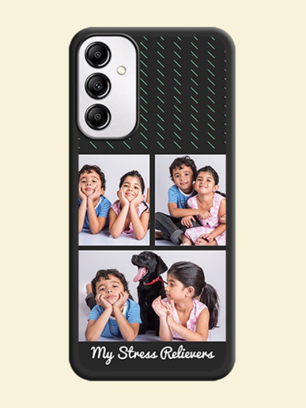 Cross Dotted Pattern with 2 Image Holder  on Personalised Space Black Soft Matte Cases - Samsung Galaxy A14