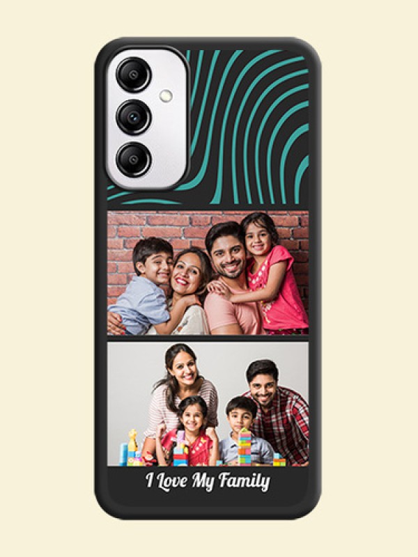 Wave Pattern with 2 Image Holder on Space Black Personalized Soft Matte Phone Covers - Samsung Galaxy A14
