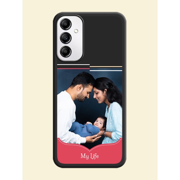 Classic Plain Design with Name on Photo on Space Black Soft Matte Phone Cover - Samsung Galaxy A14 Classic Plain Design with Name on Photo on Space Black Soft Matte Phone Cover - Samsung Galaxy A14