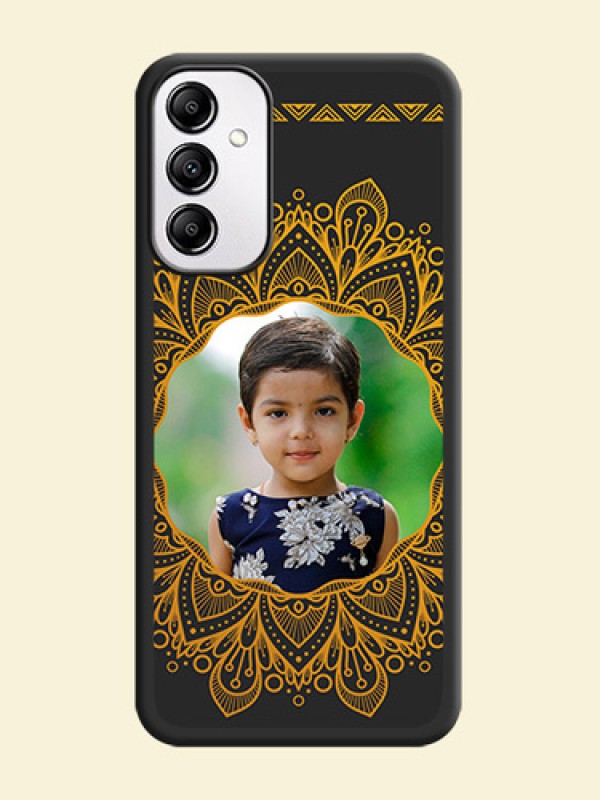 Round Image with Floral Design on Photo on Space Black Soft Matte Mobile Cover - Samsung Galaxy A14