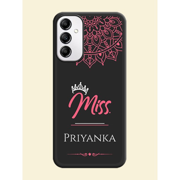 Mrs Name with Floral Design on Space Black Personalized Soft Matte Phone Covers - Samsung Galaxy A14 Mrs Name with Floral Design on Space Black Personalized Soft Matte Phone Covers - Samsung Galaxy A14