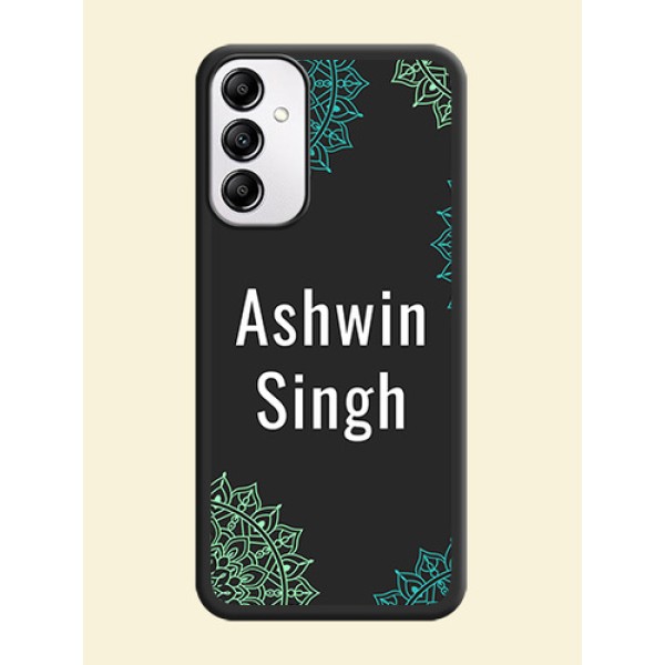 Your Name with Floral Design on Space Black Custom Soft Matte Back Cover - Samsung Galaxy A14 Your Name with Floral Design on Space Black Custom Soft Matte Back Cover - Samsung Galaxy A14