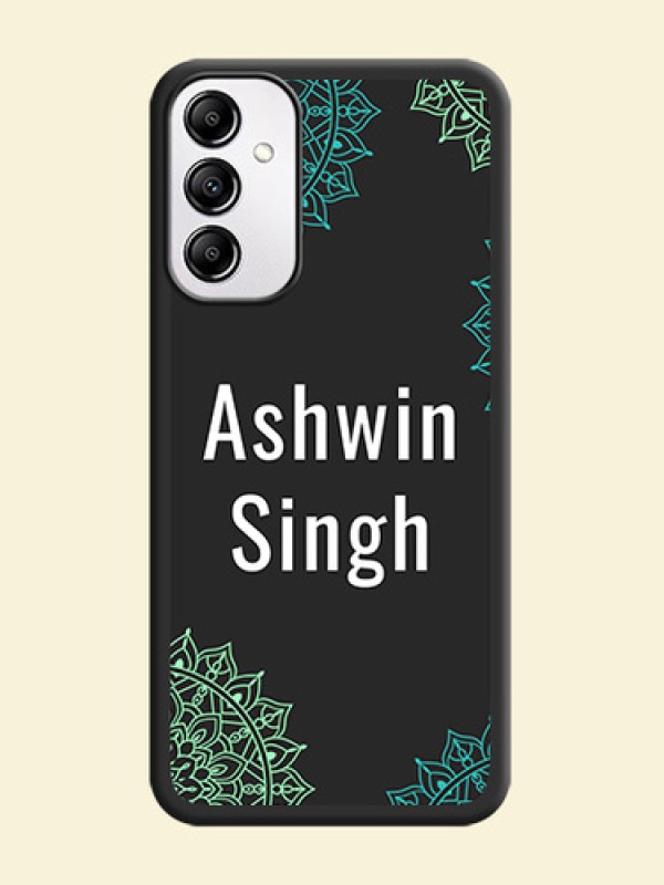 Your Name with Floral Design on Space Black Custom Soft Matte Back Cover - Samsung Galaxy A14