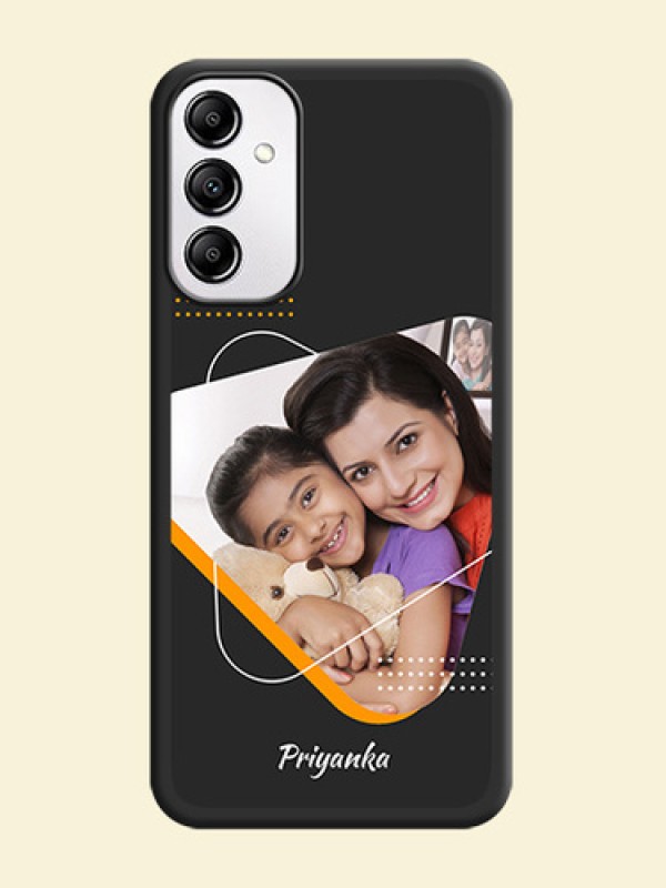 Yellow Triangle on Photo on Space Black Soft Matte Phone Cover - Samsung Galaxy A14