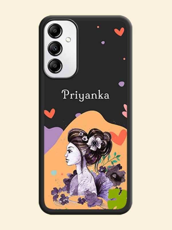 Namecase For Her With Fancy Lady Image On Space Black Personalized Soft Matte Phone Covers -Samsung Galaxy A14