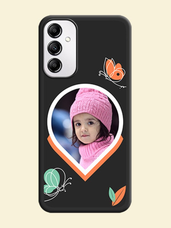 Upload Pic With Simple Butterly Design On Space Black Personalized Soft Matte Phone Covers -Samsung Galaxy A14