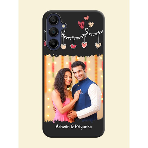 Pink Love Hangings with Name on Space Black Custom Soft Matte Phone Cases - Galaxy A15 5G Pink Love Hangings with Name on Space Black Custom Soft Matte Phone Cases - Galaxy A15 5G