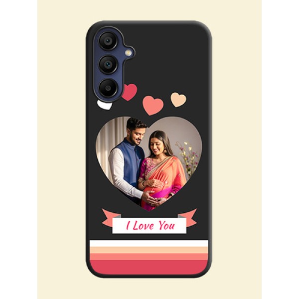 Love Shaped Photo with Colorful Stripes on Personalised Space Black Soft Matte Cases - Galaxy A15 5G Love Shaped Photo with Colorful Stripes on Personalised Space Black Soft Matte Cases - Galaxy A15 5G