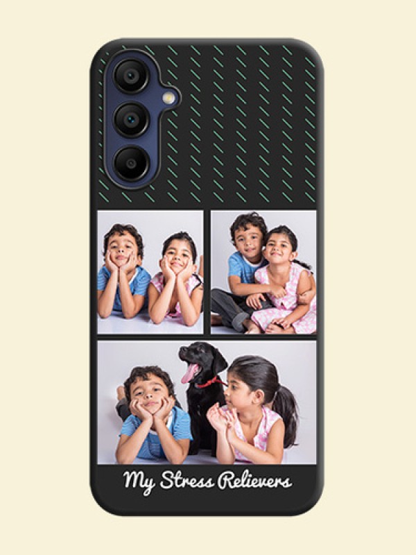 Cross Dotted Pattern with 2 Image Holder on Personalised Space Black Soft Matte Cases - Galaxy A15 5G