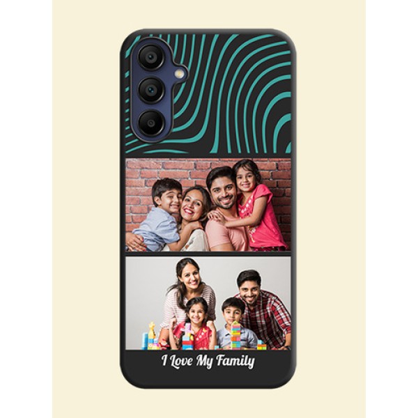 Wave Pattern with 2 Image Holder on Space Black Personalized Soft Matte Phone Covers - Galaxy A15 5G Wave Pattern with 2 Image Holder on Space Black Personalized Soft Matte Phone Covers - Galaxy A15 5G