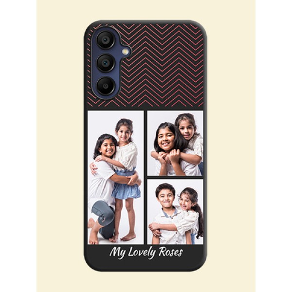 Wave Pattern with 3 Image Holder on Space Black Custom Soft Matte Back Cover - Galaxy A15 5G Wave Pattern with 3 Image Holder on Space Black Custom Soft Matte Back Cover - Galaxy A15 5G