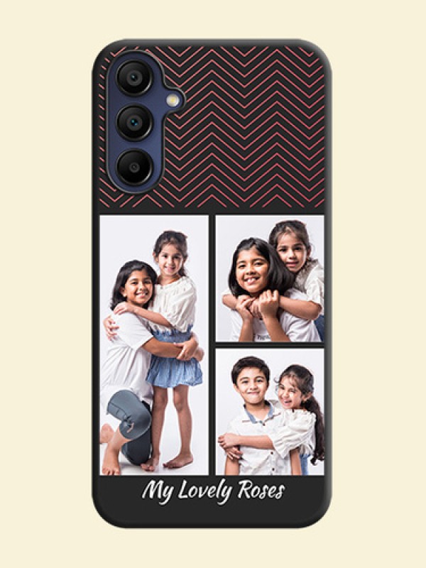 Wave Pattern with 3 Image Holder on Space Black Custom Soft Matte Back Cover - Galaxy A15 5G