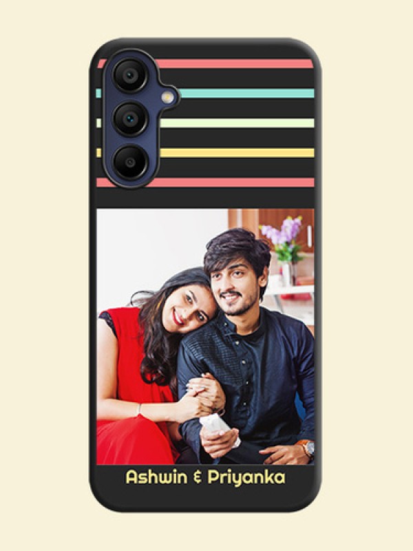 Color Stripes with Photo and Text - Photo on Space Black Soft Matte Mobile Case - Galaxy A15 5G