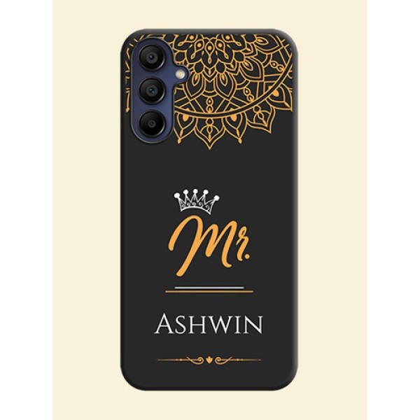 Mr Name with Floral Design on Personalised Space Black Soft Matte Cases - Galaxy A15 5G Mr Name with Floral Design on Personalised Space Black Soft Matte Cases - Galaxy A15 5G