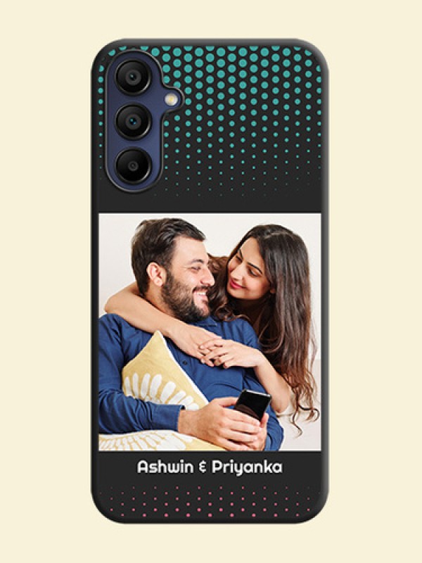 Faded Dots with Grunge Photo Frame and Text on Space Black Custom Soft Matte Phone Cases - Galaxy A15 5G