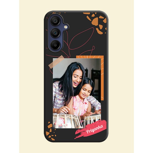 Orange Photo Frame on Space Black Custom Soft Matte Phone Back Cover - Galaxy A15 5G Orange Photo Frame on Space Black Custom Soft Matte Phone Back Cover - Galaxy A15 5G