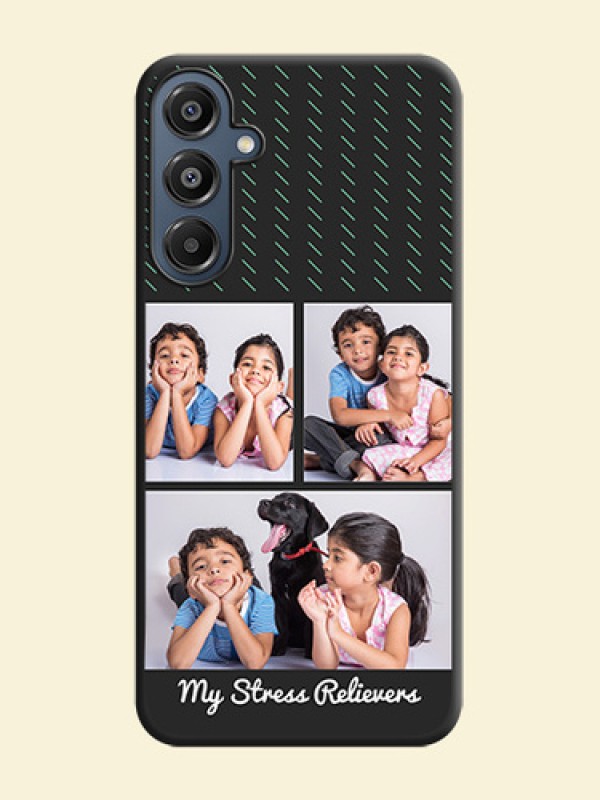 Cross Dotted Pattern with 2 Image Holder On Space Black Custom Soft Matte Mobile Back Cover - Galaxy A16 5G