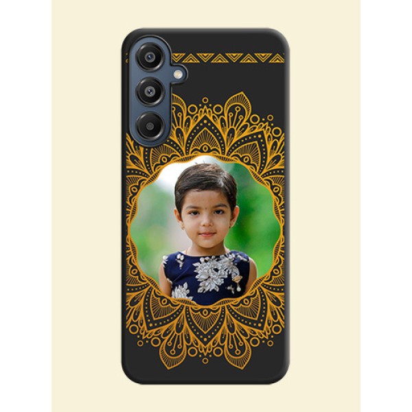 Round Image with Floral Design On Space Black Custom Soft Matte Mobile Back Cover - Galaxy A16 5G Round Image with Floral Design On Space Black Custom Soft Matte Mobile Back Cover - Galaxy A16 5G