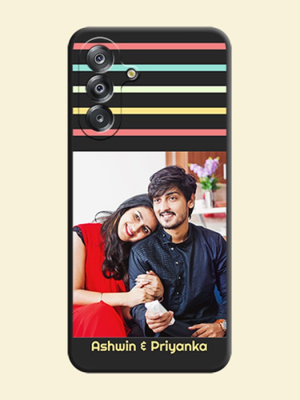 Color Stripes with Photo and Text on Photo On Space Black Custom Soft Matte Mobile Back Cover - Samsung Galaxy A17 5G