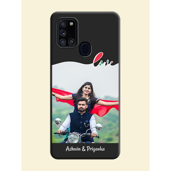 Fall in Love Pattern with Picture - Photo on Space Black Soft Matte Mobile Case - Galaxy A21S Fall in Love Pattern with Picture - Photo on Space Black Soft Matte Mobile Case - Galaxy A21S