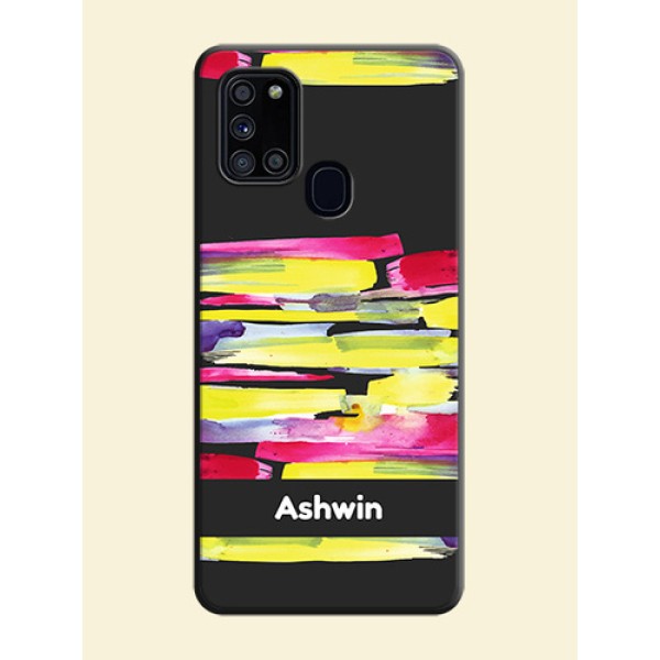 Brush Coloured on Space Black Personalized Soft Matte Phone Covers - Galaxy A21S Brush Coloured on Space Black Personalized Soft Matte Phone Covers - Galaxy A21S