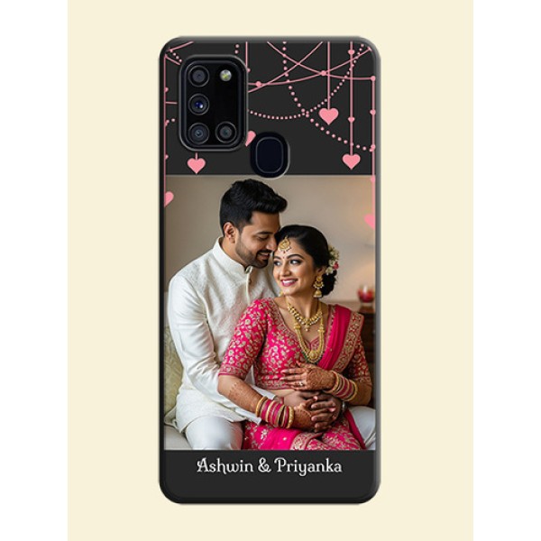 Pink Love Hangings with Text on Space Black Custom Soft Matte Back Cover - Galaxy A21S Pink Love Hangings with Text on Space Black Custom Soft Matte Back Cover - Galaxy A21S