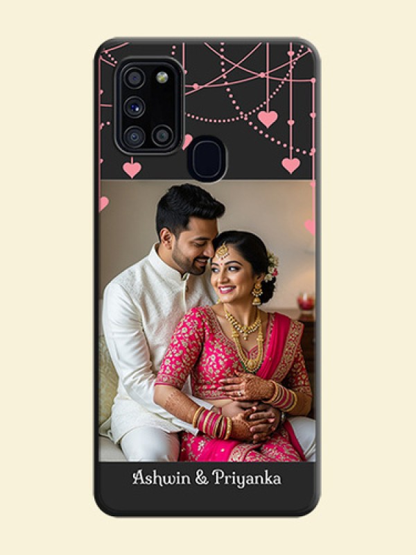Pink Love Hangings with Text on Space Black Custom Soft Matte Back Cover - Galaxy A21S