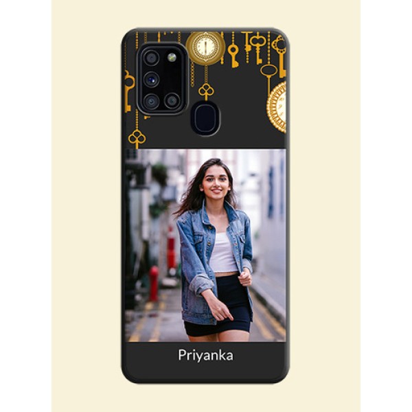 Decorative Design with Text on Space Black Custom Soft Matte Back Cover - Galaxy A21S Decorative Design with Text on Space Black Custom Soft Matte Back Cover - Galaxy A21S