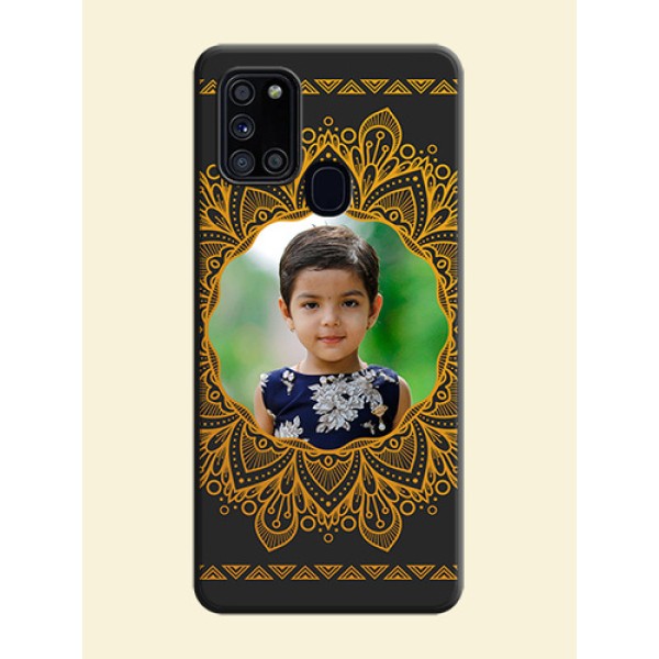 Round Image with Floral Design - Photo on Space Black Soft Matte Mobile Cover - Galaxy A21S Round Image with Floral Design - Photo on Space Black Soft Matte Mobile Cover - Galaxy A21S