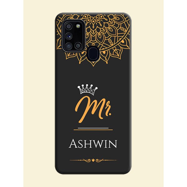 Mr Name with Floral Design on Personalised Space Black Soft Matte Cases - Galaxy A21S Mr Name with Floral Design on Personalised Space Black Soft Matte Cases - Galaxy A21S