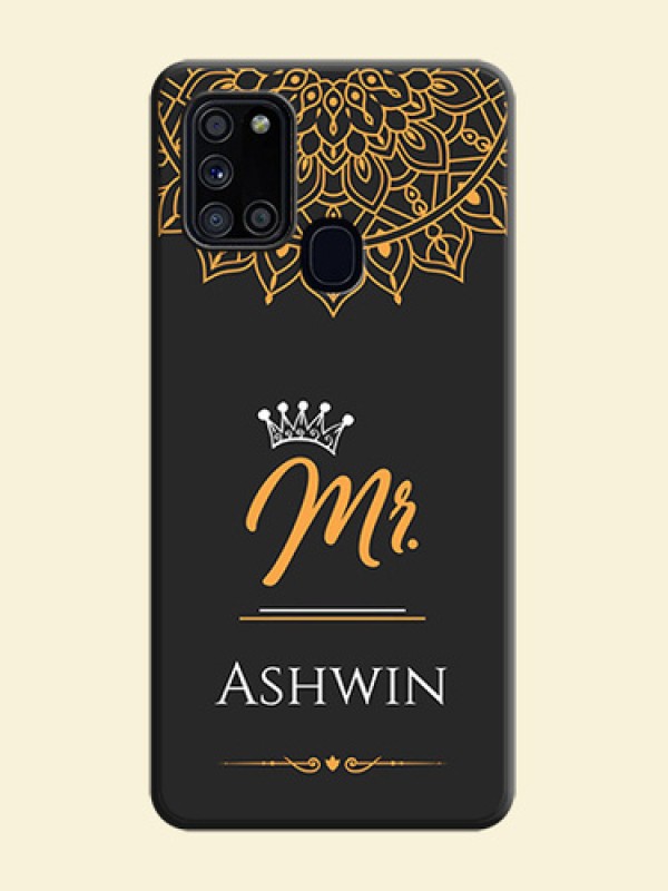 Mr Name with Floral Design  on Personalised Space Black Soft Matte Cases - Galaxy A21S