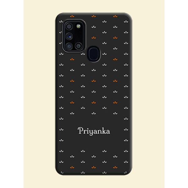 Simple Pattern With Custom Text On Space Black Personalized Soft Matte Phone Covers -Samsung Galaxy A21S Simple Pattern With Custom Text On Space Black Personalized Soft Matte Phone Covers -Samsung Galaxy A21S
