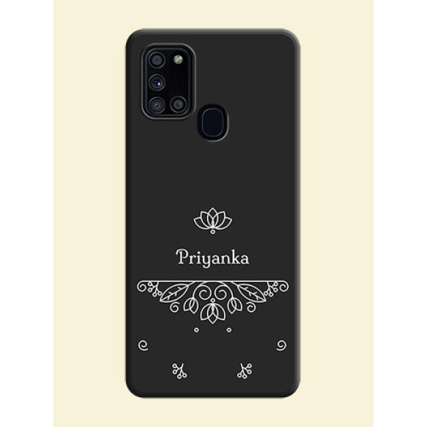 Lotus Garden Custom Text On Space Black Personalized Soft Matte Phone Covers -Samsung Galaxy A21S Lotus Garden Custom Text On Space Black Personalized Soft Matte Phone Covers -Samsung Galaxy A21S