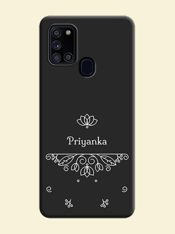 Lotus Garden Custom Text On Space Black Personalized Soft Matte Phone Covers -Samsung Galaxy A21S