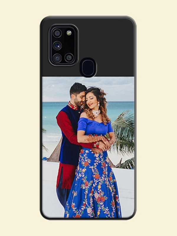 Image Upload With Space Black Color On Custom Soft Matte Mobile Back Cover - Samsung Galaxy A21S