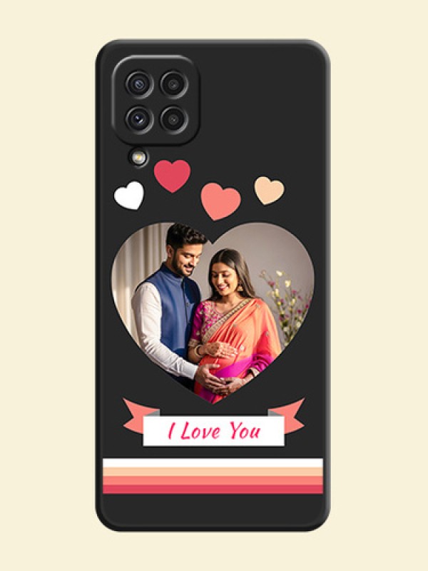 Love Shaped Photo with Colorful Stripes on Personalised Space Black Soft Matte Cases - Galaxy A22 4G