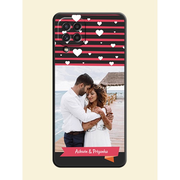 White Color Love Symbols with Pink Lines Pattern on Space Black Custom Soft Matte Phone Cases - Galaxy A22 4G White Color Love Symbols with Pink Lines Pattern on Space Black Custom Soft Matte Phone Cases - Galaxy A22 4G