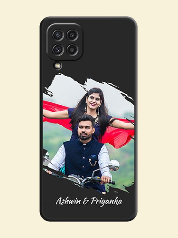 Grunge Brush Strokes on Photo on Space Black Soft Matte Back Cover - Galaxy A22 4G