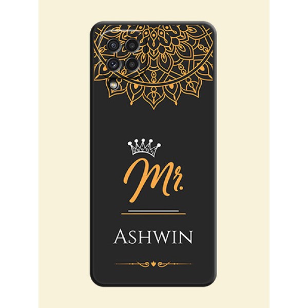 Mr Name with Floral Design on Personalised Space Black Soft Matte Cases - Galaxy A22 4G Mr Name with Floral Design on Personalised Space Black Soft Matte Cases - Galaxy A22 4G