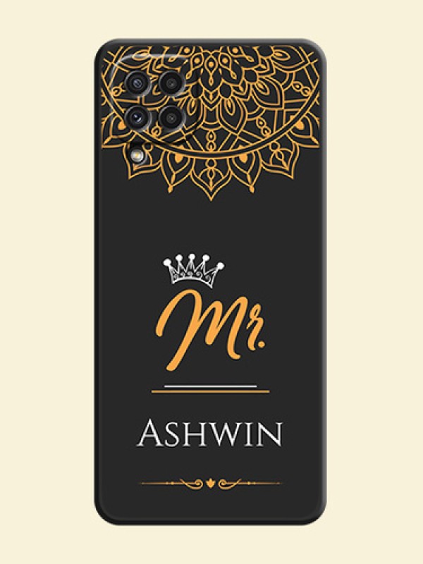 Mr Name with Floral Design  on Personalised Space Black Soft Matte Cases - Galaxy A22 4G