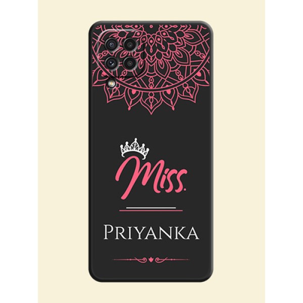 Mrs Name with Floral Design on Space Black Personalized Soft Matte Phone Covers - Galaxy A22 4G Mrs Name with Floral Design on Space Black Personalized Soft Matte Phone Covers - Galaxy A22 4G