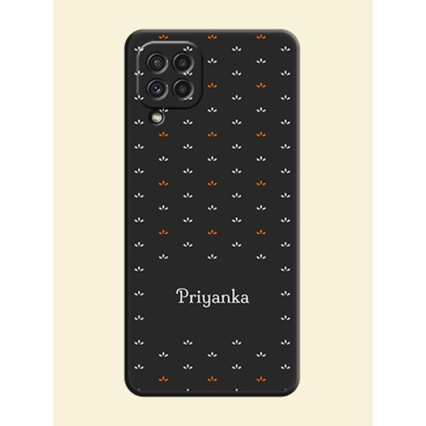 Simple Pattern With Custom Text On Space Black Personalized Soft Matte Phone Covers -Samsung Galaxy A22 4G Simple Pattern With Custom Text On Space Black Personalized Soft Matte Phone Covers -Samsung Galaxy A22 4G