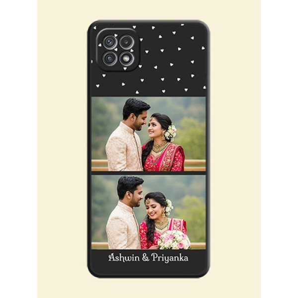 Miniature Love Symbols with Name on Space Black Custom Soft Matte Back Cover - Galaxy A22 5G Miniature Love Symbols with Name on Space Black Custom Soft Matte Back Cover - Galaxy A22 5G