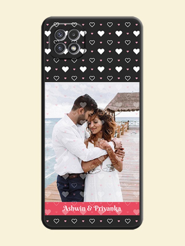 White Color Love Symbols with Text Design on Photo on Space Black Soft Matte Phone Cover - Galaxy A22 5G