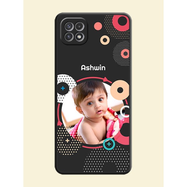 Multicoloured Round Image on Personalised Space Black Soft Matte Cases - Galaxy A22 5G Multicoloured Round Image on Personalised Space Black Soft Matte Cases - Galaxy A22 5G