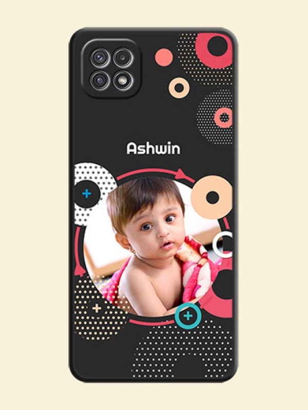 Multicoloured Round Image on Personalised Space Black Soft Matte Cases - Galaxy A22 5G