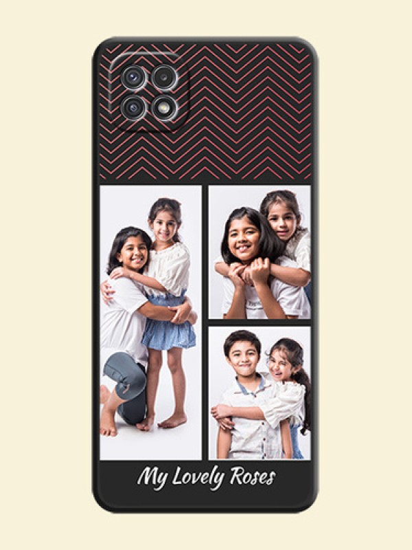 Wave Pattern with 3 Image Holder on Space Black Custom Soft Matte Back Cover - Galaxy A22 5G